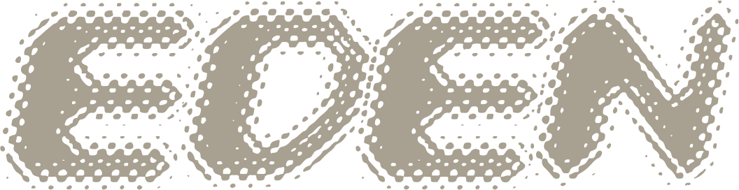 Eden's logo reading Eden Flux. Eden being in a futuristic font, and Flux in calligraphy style